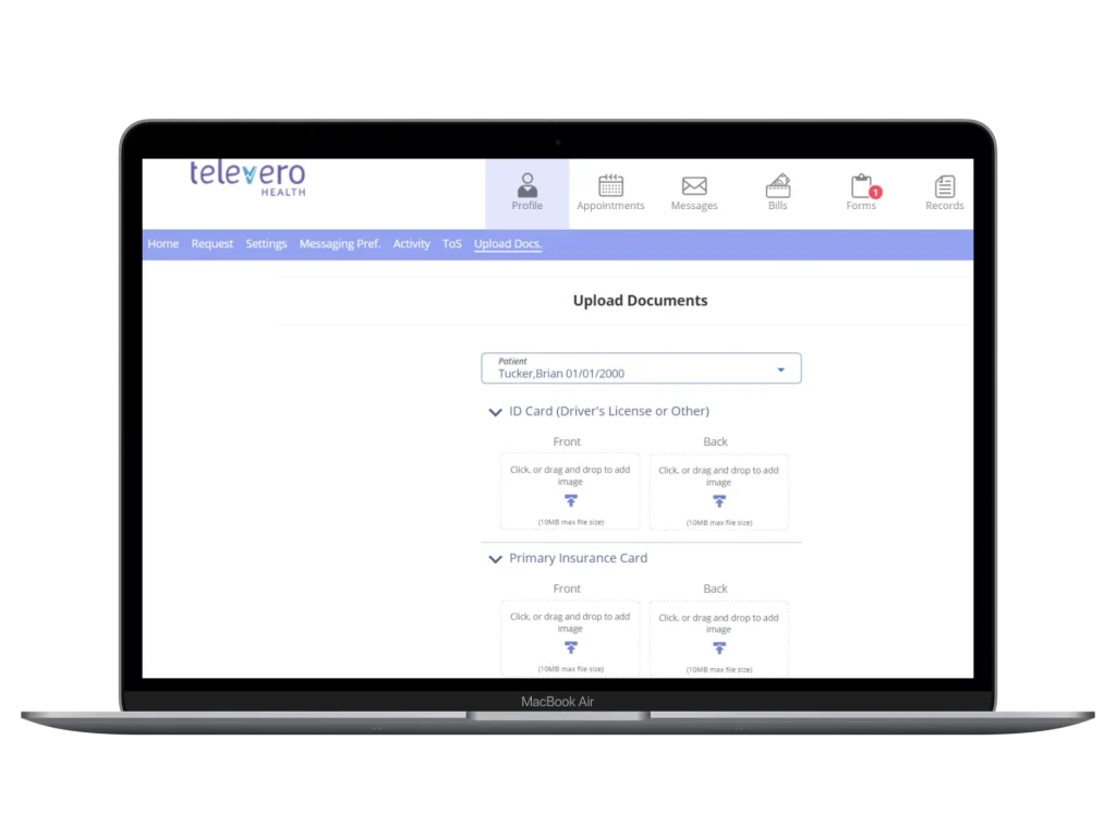 televero patient portal on laptop